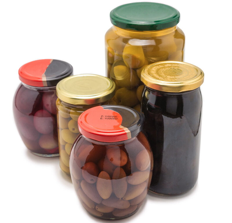Olive Packed Glass Jar with Manufacturing Date Print