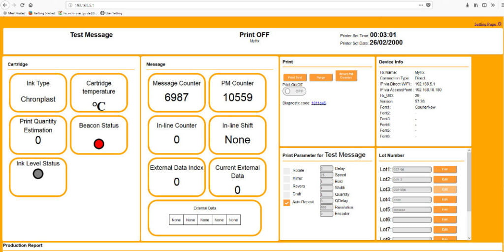 Hx Manager for Hx Nitro TIJ printer