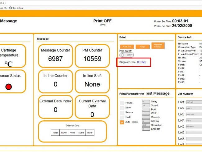 How to use Diagnostic Code to help understand your Hx Nitro printer status