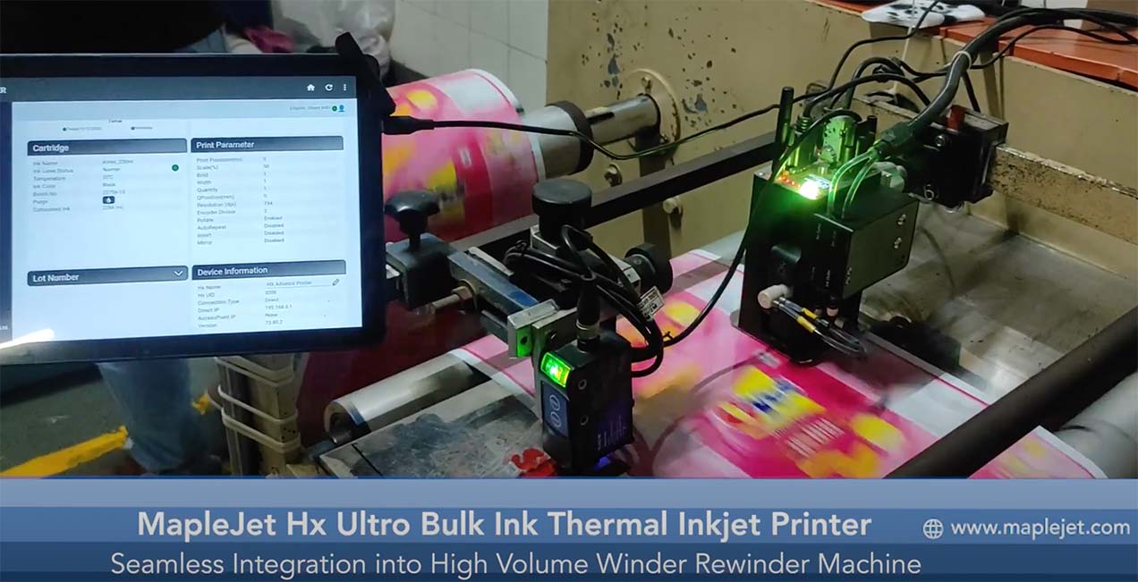 MapleJet Hx Ultro Bulk Ink TIJ Printer on Flexible Package