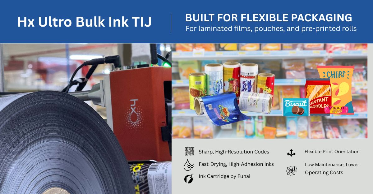 Why Hx Ultro Bulk Ink TIJ Is the Smarter Choice for Flexible Packaging Coding Applications